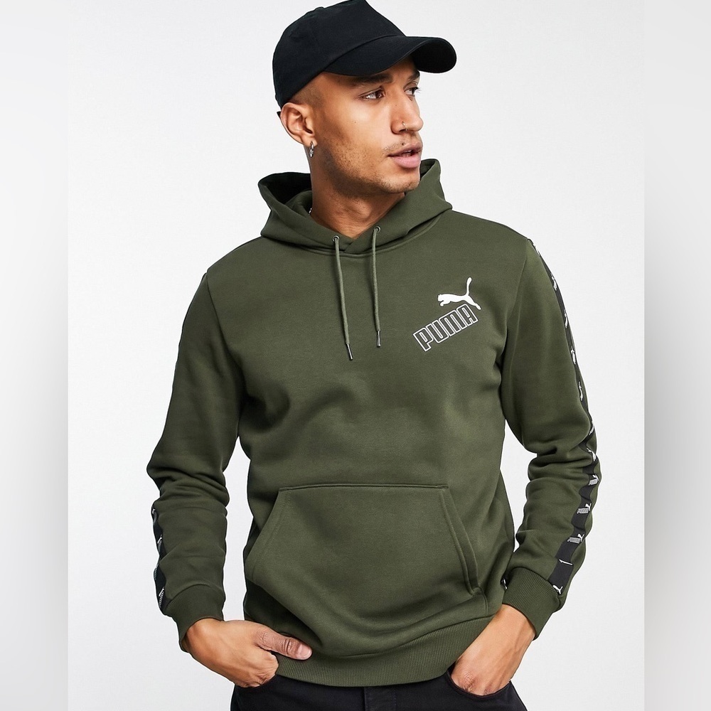 NWT Puma Amplified Sportstyle Core Hoodie Pullover Sweatshirt Size Medium Olive